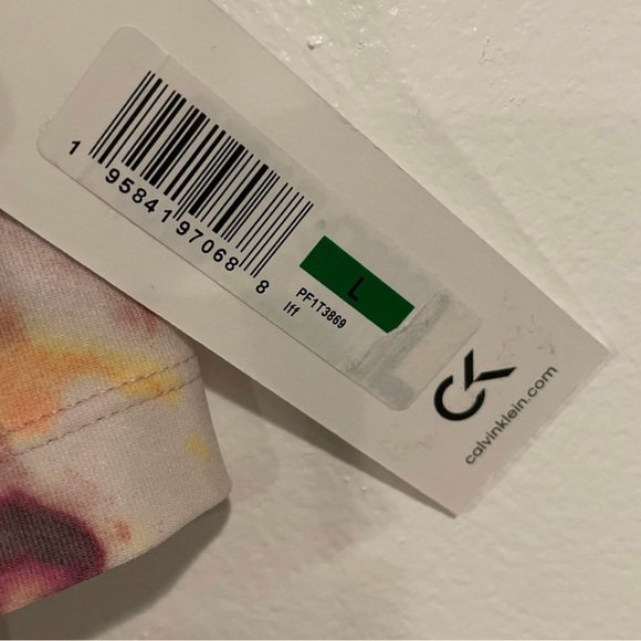 NWT Calvin Klein Women's Medium Pink Tank Top Tye Dye Racerback Cropped Large - Picture 10 of 12